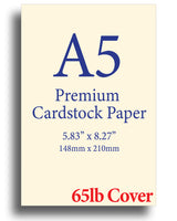 Cream A5 Cardstock (8.27" x 5.83") - 65lb Cover