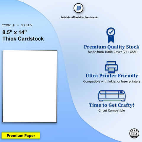 100lb White Cardstock | 8 1/2 X 14 | (Legal | Menu Paper)