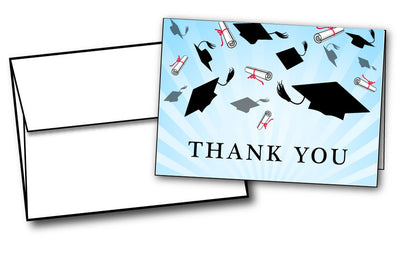 Graduation Caps Thank You Cards - 24 Cards & Envelopes