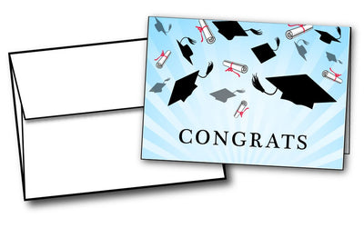 Graduation Caps Congrats Cards - 24 Cards & Envelopes