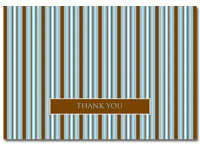 Thank You Note Card, Brown & Blue Stripes