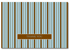 Thank You Note Card, Brown & Blue Stripes