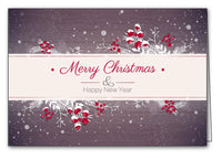 frosted holly & berries christmas xmas holiday cards merry christmas & happy new year cards