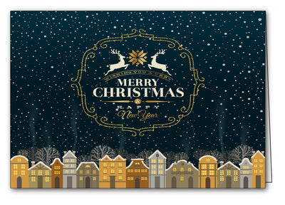 christmas night in the city christmas xmas holiday cards merry christmas & happy new year cards
