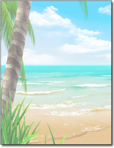 Island Paradise Beach Stationery Paper - 100 Sheets