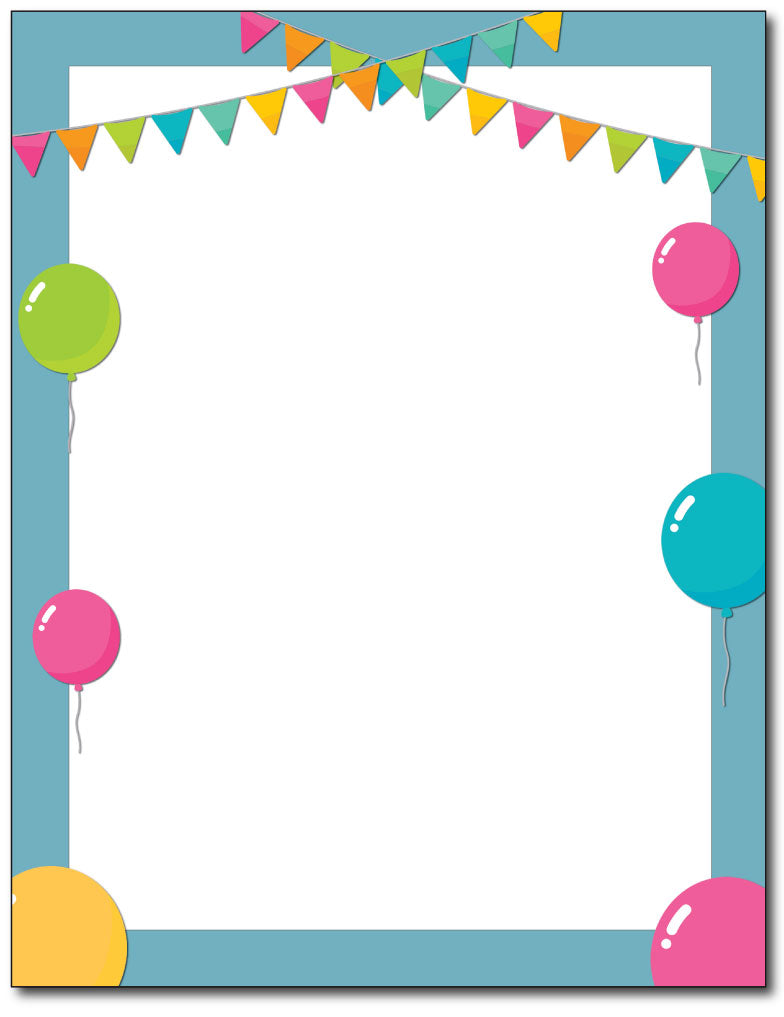 Birthday Balloons Party Stationery