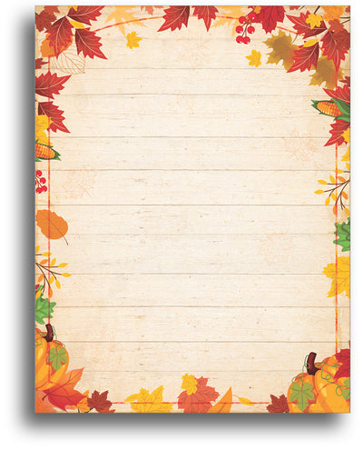 Fall Barnyard Leaves - Autumn Letterhead - 80 Sheets