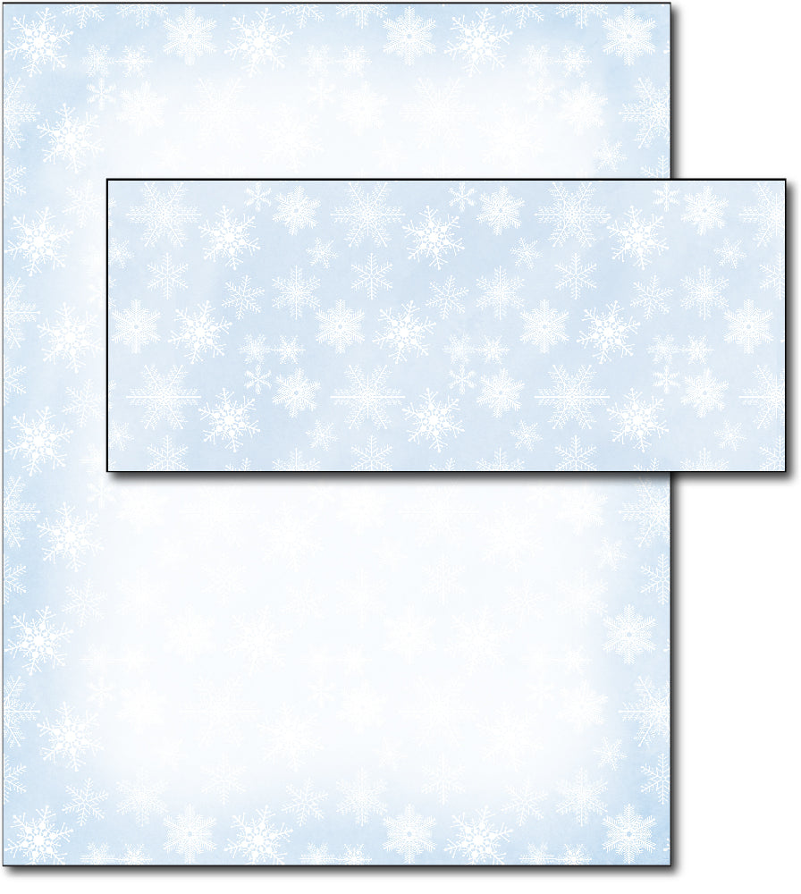Christmas Stationery - Blue Snowflakes - (With Envelopes)