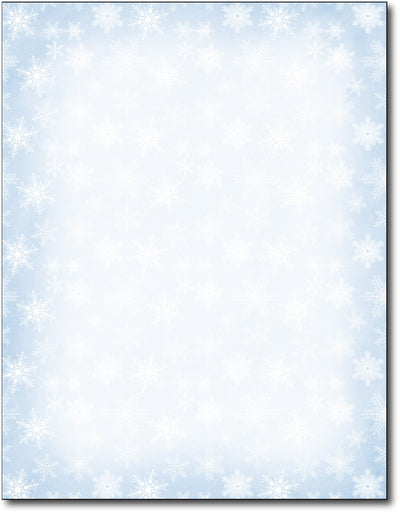 Blue Snowflakes Holiday Letterhead , measure(8 1/2" x 11"), compatible with inkjet and laser
