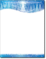 Icy Blue Trees Holiday Stationery, measure(8 1/2" x 11"), compatible with inkjet and laser