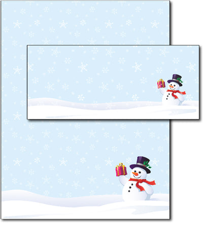 Christmas Stationery - Snowman & Gift - (With Envelopes)