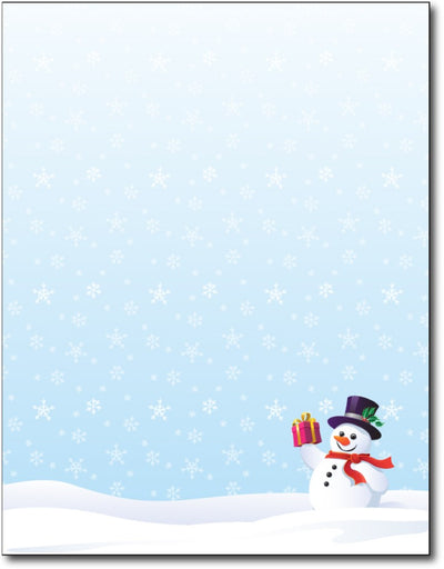 Snowman Gift Holiday Stationery, measure(8 1/2" x 11"), compatible with inkjet and laser