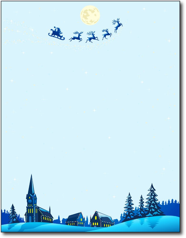 christmas night Christmas stationery Paper letterhead , measures 8 1/2" x 11", compatible with inkjet and laser