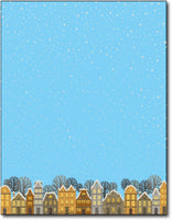 winter night in the city christmas stationery Paper letterhead , measures 8 1/2" x 11", compatible with inkjet and laser