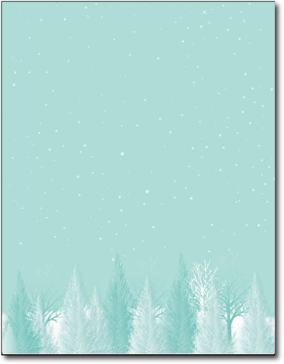aqua trees vintage  christmas stationery Paper letterhead , measures 8 1/2" x 11", compatible with inkjet and laser