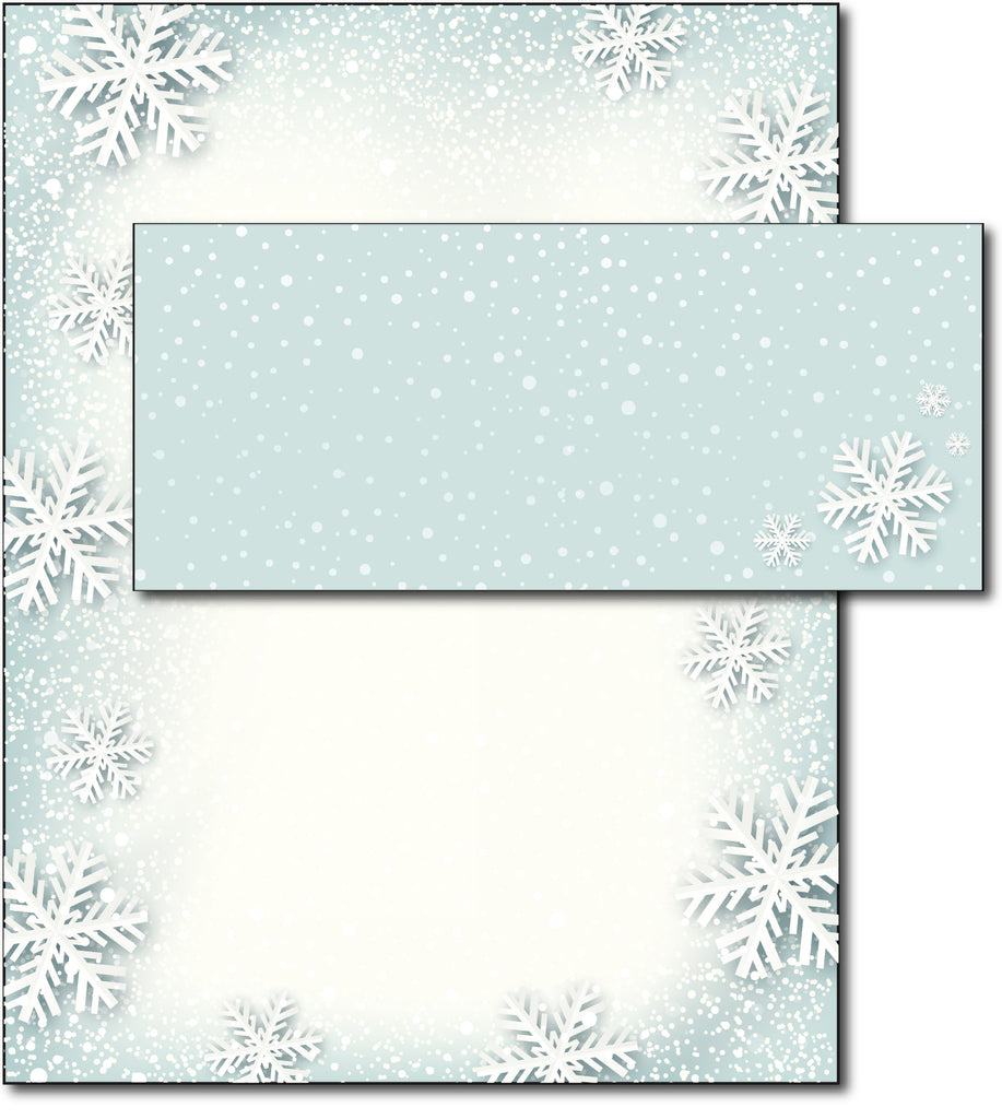 Paper Snowflakes Holiday Letterhead & Envelopes