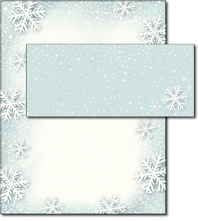 Paper Snowflakes Holiday Letterhead & Envelopes