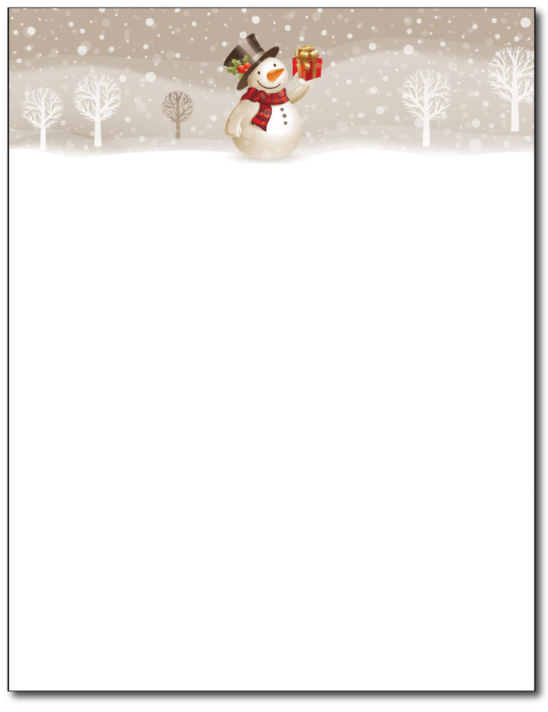 Snowman with Present Holiday Stationery snowman-with-present-holiday-stationery