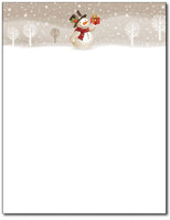 Snowman with Present Holiday Stationery