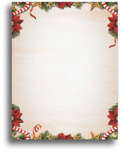 Candy Canes Poinsettias & Pine Stationery