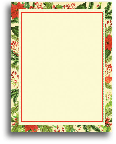 Christmas Stationery - Poinsettia Frame