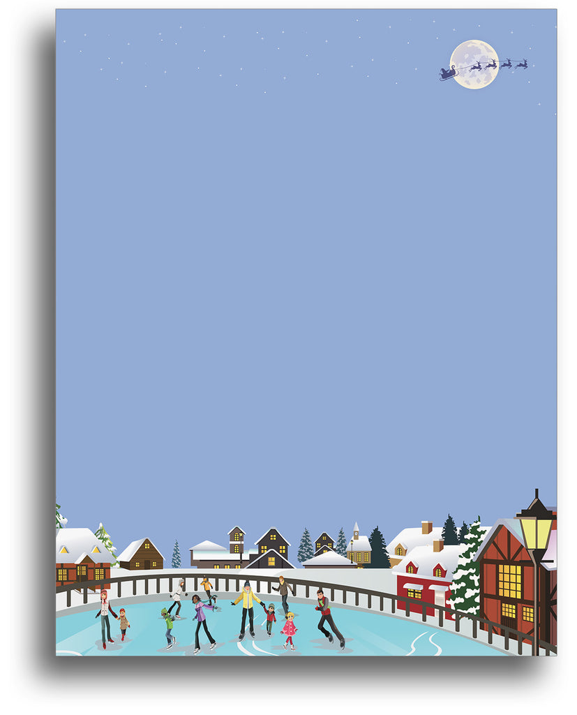 Skating in the Park Holiday Stationery Paper