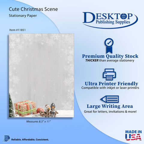 Cute Christmas Scene - Holiday Letterhead - 70lb Text