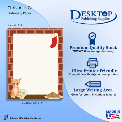 Christmas Cat - Holiday Stationery - 70lb Text
