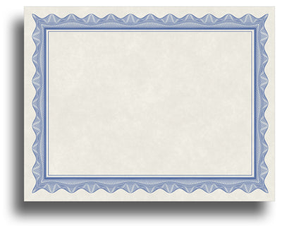 Blank Certificates - 80lb Text | Blue Border (Parchment)