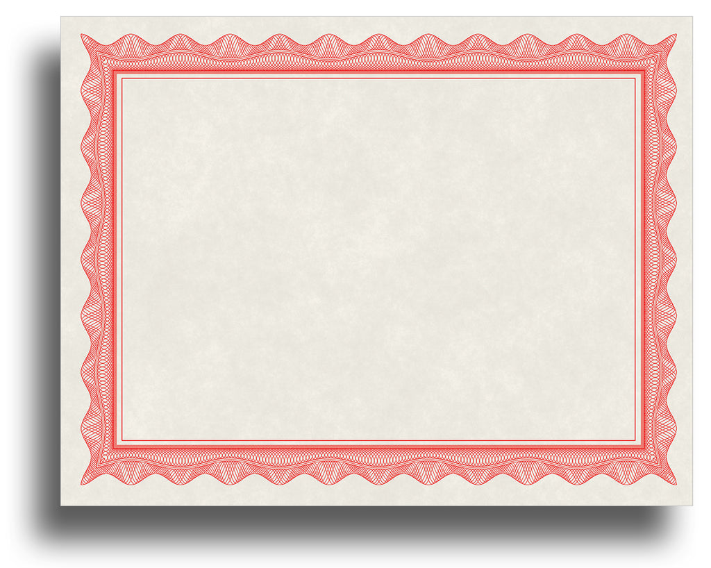Blank Certificates - 80lb Text | Red Border (Parchment)