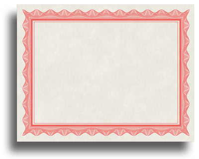 Blank Certificates - 80lb Text | Red Border (Parchment)