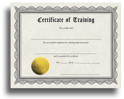 Award Certificates With Gold Foil Seal (Training)