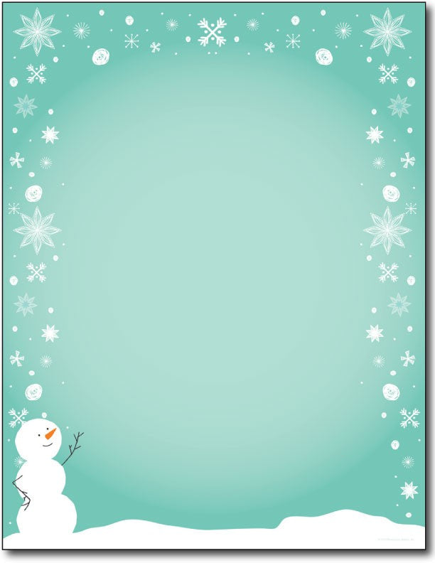 60 lb Silly Snowman Letterhead, measure( 5.625" X 7.875"), compatible with copier, inkjet and laser