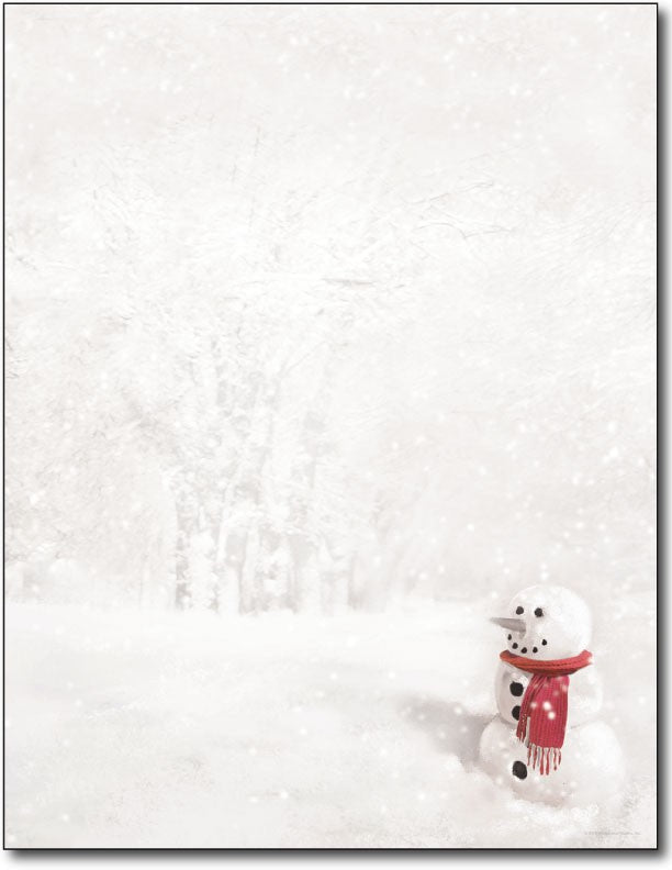 24 lb Snowman in Red Scarf Letterhead, measure( 5.625" X 7.875"), compatible with copier, inkjet and laser, matte both sides