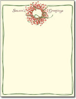 60lb Seasons Greetings Wreath Letterhead Sheets, , measure (8.5 X 11) , compatible with inkjet and laser