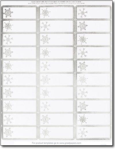 Silver Foil Snowflakes address labels for envelopes