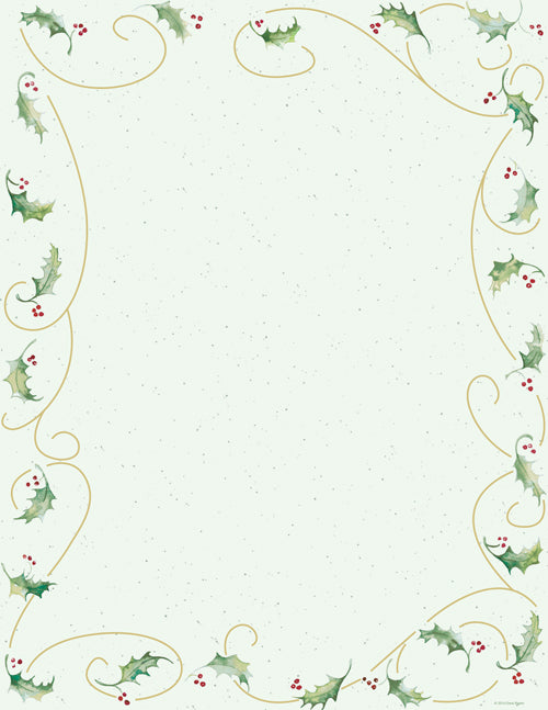 Holiday Letterhead -Holly Bunch - (Matte: 60lb Text)