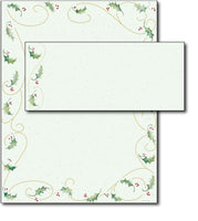 Holly Bunch Letterhead & Envelopes -  40 Sets, compatible with inkjet and laser