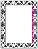 50 lb Black & White Damask Letterhead, measure(8 1/2" x 11" ), compatible with inkjet and laser, matte both sides