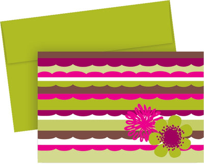 127 lb Organic Citrus Scallops Note Cards & Envelopes, measure(3.875" x 5.75" ), compatible with inkjet and laser, matte both sides