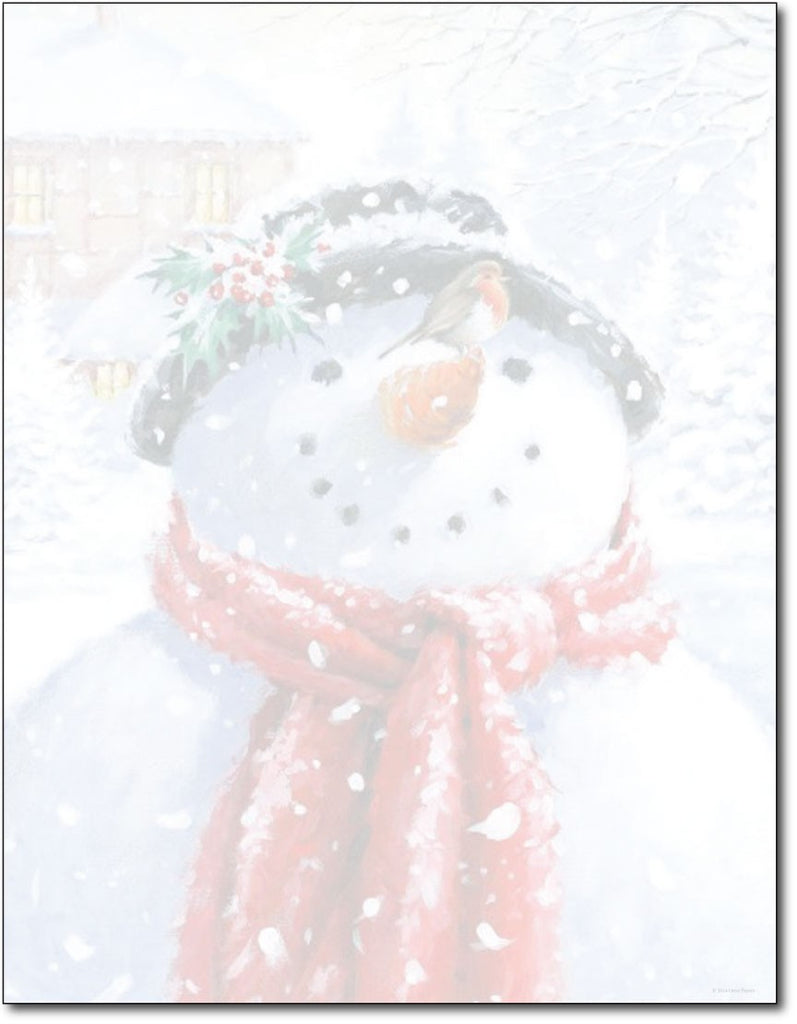 50lb Snowman Face Holiday Letterhead, measure (8 1/2" x 11") , compatible  with copier, inkjet and laser, matte both sides