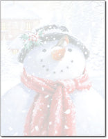 50lb Snowman Face Holiday Letterhead, measure (8 1/2" x 11") , compatible  with copier, inkjet and laser, matte both sides