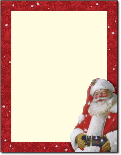 50lb Jolly St Nick Letterhead, measure (8 1/2" x 11") , compatible  with copier, inkjet and laser, matte both sides