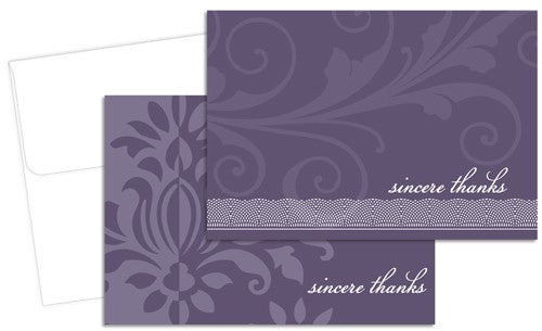 Amethyst Flourish Thank You Cards & Envelopes Set