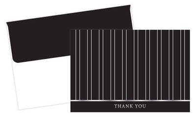 100 lb silver pinstripes Thank You Cards & Envelopes, measure(4.875" x 3.375" ), compatible with copier, inkjet and laser, matte both sides