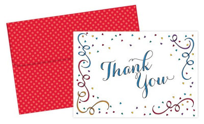 Party Elements Thank You Cards featuring a colorful design on the cover
