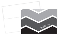 Ombre Chevron Thank You Cards featuring a stylish black and grey pattern on the cover