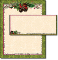 Pinecone Garland Letterhead & Envelopes - 40 Sets, compatible with inkjet and laser