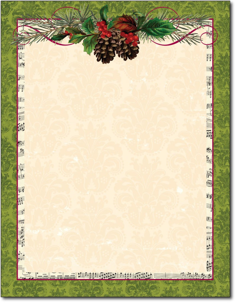 50lb Pinecone Garland Holiday Stationery, measure (8 1/2" x 11") , compatible  with copier, inkjet and laser, matte both sides