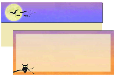 Halloween Who #10 Envelope featuring a spooky owl on the front and a full moon with bats on the back